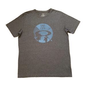 Oakley Palm Trees Size XL Regular Fit Mens Charcoal Grey Graphic T-Shirt Grey